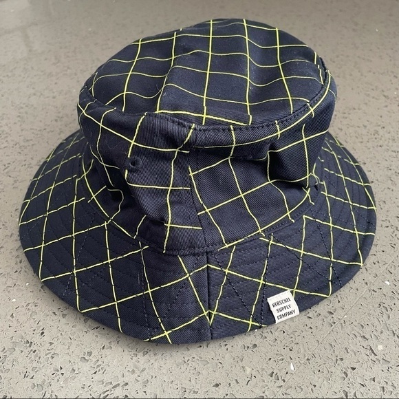 Herschel Denim Supply Navy Yellow Lines Bucket Hat - Picture 2 of 10